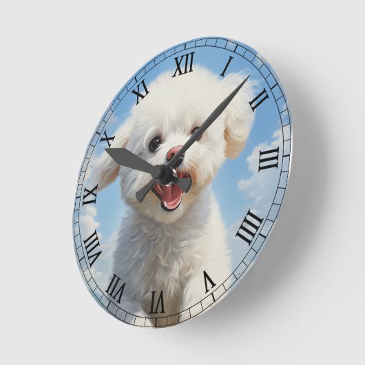 Bichon Frise Runde Wanduhr (Winkel)
