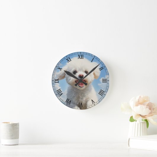 Bichon Frise Runde Wanduhr (Zuhause)