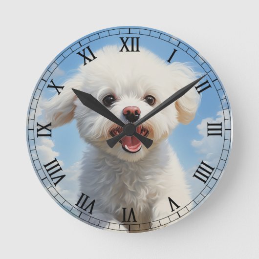 Bichon Frise Runde Wanduhr (Vorderseite)