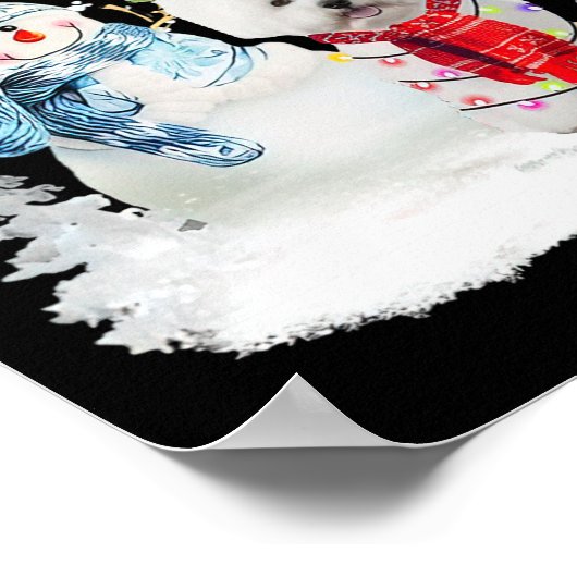 Bichon Frise Santa Dog Christmas Snowman Xmas Paja Poster (Ecke)