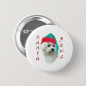 Bichon Frise Santa Paws Button (Vorne & Hinten)