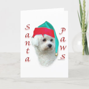 Bichon Frise Santa Paws Feiertagskarte