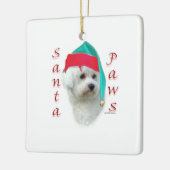 Bichon Frise Santa Paws Keramikornament (Links)