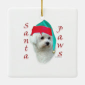 Bichon Frise Santa Paws Keramikornament (Rückseite)