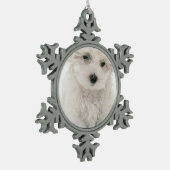 Bichon Frise Schneeflocken Zinn-Ornament (Links)