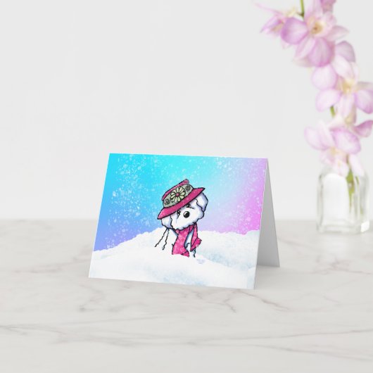 Bichon Frise Schneeiger Winter Karte (Orchidee)
