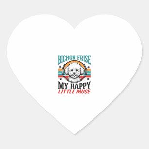 Bichon Frise Shirt Vintage Spirit Hund Art_1 Herz-Aufkleber