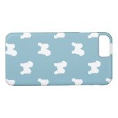 Bichon Frise Silhouette-Muster-Blau Case-Mate iPhone Hülle (Rückseite (Horizontal))