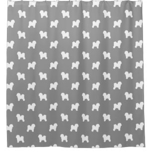 Bichon Frise Silhouette-Muster-Grau Duschvorhang