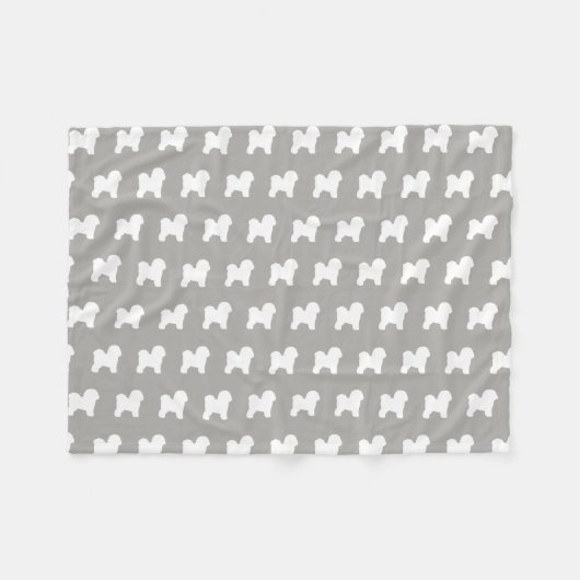 Bichon Frise Silhouette-Muster-Grau Fleecedecke (Vorderseite (Horizontal))