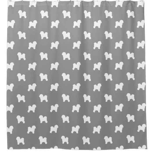 Bichon Frise Silhouette Pattern Grau Duschvorhang (Vorderseite)