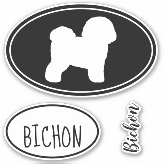 Bichon Frise Silhouette Vinyl Sticker Set (Vorderseite)
