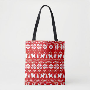 Bichon Frise Silhouetten Hunde Weihnachtsfeiertag Tasche