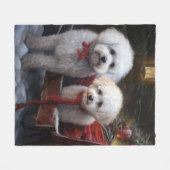 Bichon Frise Snowy Sleigh Weihnachtsdekor Fleecedecke (Vorderseite (Horizontal))