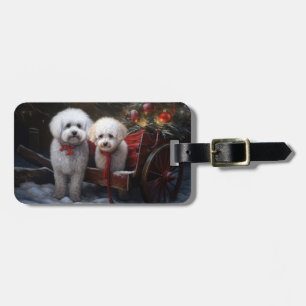 Bichon Frise Snowy Sleigh Weihnachtsdekor Gepäckanhänger
