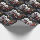 Bichon Frise Snowy Sleigh Weihnachtsdekor Geschenkpapier (Ecke)