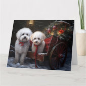 Bichon Frise Snowy Sleigh Weihnachtsdekor Karte (Vorderseite)