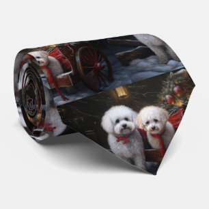 Bichon Frise Snowy Sleigh Weihnachtsdekor Krawatte