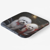 Bichon Frise Snowy Sleigh Weihnachtsdekor Pappteller (Gewinkelt)