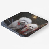 Bichon Frise Snowy Sleigh Weihnachtsdekor Pappteller (Gewinkelt)