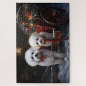 Bichon Frise Snowy Sleigh Weihnachtsdekor Puzzle (Vertikal)