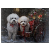 Bichon Frise Snowy Sleigh Weihnachtsdekor Schneidebrett (Vorderseite)