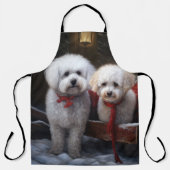 Bichon Frise Snowy Sleigh Weihnachtsdekor Schürze (Vorderseite)