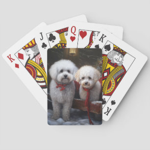 Bichon Frise Snowy Sleigh Weihnachtsdekor Spielkarten