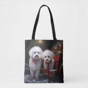 Bichon Frise Snowy Sleigh Weihnachtsdekor Tasche