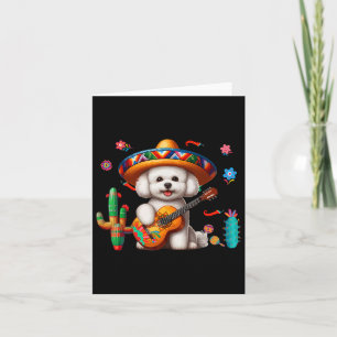 Bichon Frise Sombrero Mexican Guitar Cinco De Mayo Karte