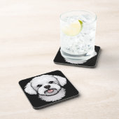 Bichon Frise spendet Niedlichen Welpengesicht Hund Getränkeuntersetzer (Rechte Seite)