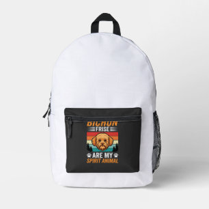 Bichon Frise Spirit-Tier Retro-Hund Bedruckter Rucksack