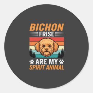 Bichon Frise Spirit-Tier Retro-Hund Runder Aufkleber