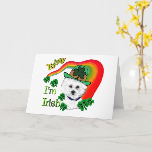 Bichon Frise St Patrick Tag Karte (Gelbe Blume)