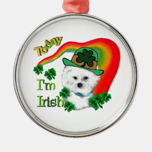 Bichon Frise St Patricks Silbernes Ornament