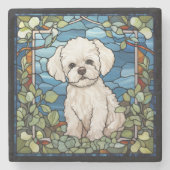 Bichon Frise Steinuntersetzer (Vorderseite)