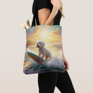 Bichon Frise Strand Surfen Malerei Tasche