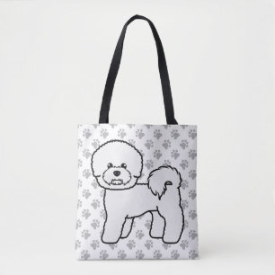 Bichon Frise Süße Cartoon-Hund-Zeichnung & Pfoten Tasche