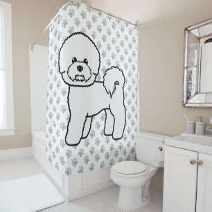 Bichon Frise Süße Zeichentrick-Hund-Illustration Duschvorhang