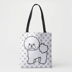 Bichon Frise Süßer Cartoon-Hund & Pfoten Tasche