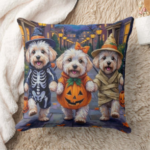 Bichon Frise Süßigkeiten-oder-Saures-Halloween-Kos Kissen