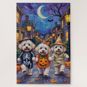 Bichon Frise Süßigkeiten-oder-Saures-Halloween-Kos Puzzle