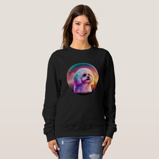 Bichon Frise Synthwave 80s Retrowave Aesthetic  1 Sweatshirt (Vorne ganz)