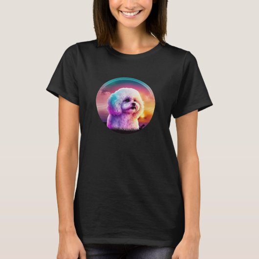 Bichon Frise Synthwave 80s Retrowave Aesthetic  1 T-Shirt (Vorderseite)