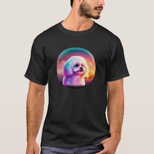 Bichon Frise Synthwave 80s Retrowave Aesthetic 1 T-Shirt (Vorderseite)