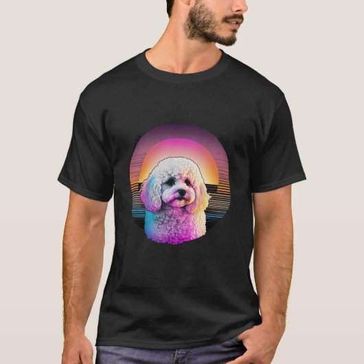Bichon Frise Synthwave 80s Retrowave Aesthetic  2 T-Shirt (Vorderseite)
