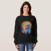 Bichon Frise Synthwave 80s Retrowave Aesthetic Sweatshirt (Vorne ganz)