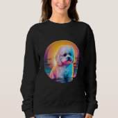 Bichon Frise Synthwave 80s Retrowave Aesthetic Sweatshirt (Vorderseite)