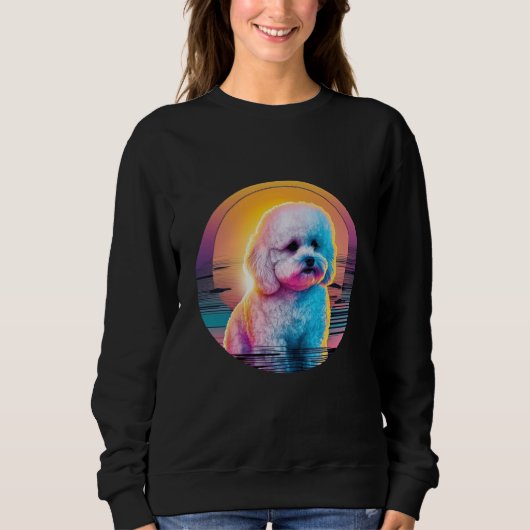 Bichon Frise Synthwave 80s Retrowave Aesthetic Sweatshirt (Vorderseite)