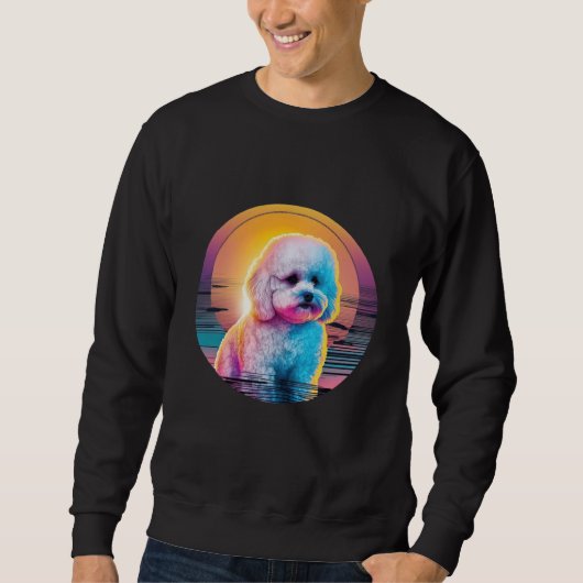 Bichon Frise Synthwave 80s Retrowave Aesthetic Sweatshirt (Vorderseite)